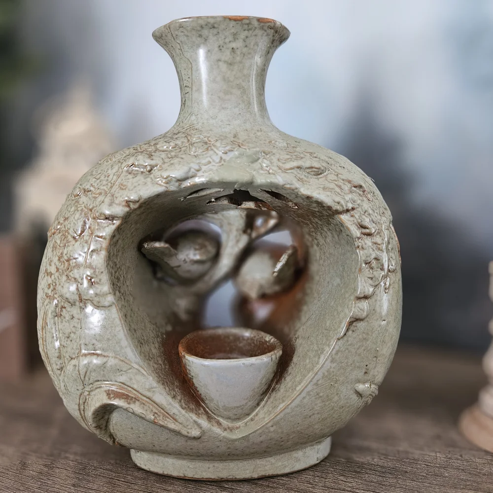 Vintage Handmade Ceramic Stoneware Tealight Vase - Picture 3 of 4